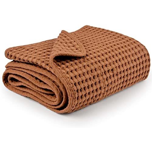 Waffle Baby Blankets, Nursery Blankets for Boys Girls, Swaddle Blankets Neutral Soft Lightweight Toddler and Kids Throw Blankets(Brown)