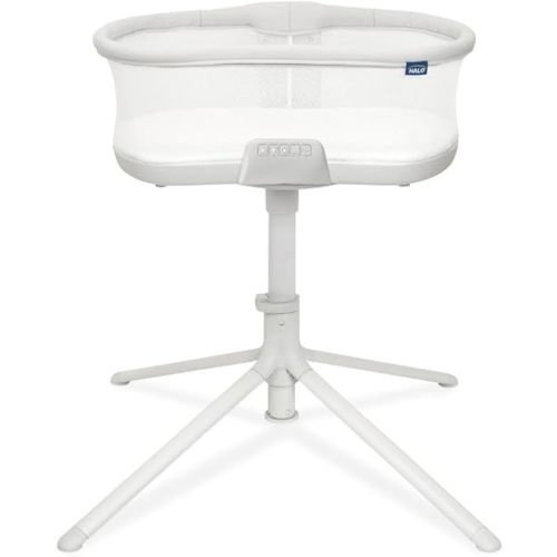 HALO BassiNest Soothing Swivel Sleeper 3.0S – Over-Bed Baby Bassinet with 360 Rotation, Adjustable Height, Breathable Mesh, Calm Sounds & Vibrations, Safe Close Sleeping, Lowering Wall for Easy Access