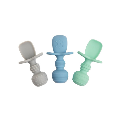 UpwardBaby Silicone Baby Spoons Self Feeding 6 Months - Feeding Essentials, Baby Led Weaning Supplies, BPA Free, Chewable Toddler Utensils with Anti Choke Barrier