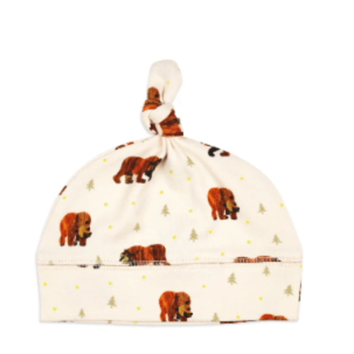 Organic Knotted Hat in Brown Bear