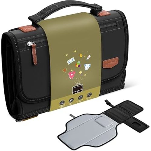 Alatino Portable Diaper Changing Pad for Baby, Detachable Travel Changing Pad with Baby Wipes Pocket, Gifts for Baby Shower, Newborn Girls and Boys (Black)