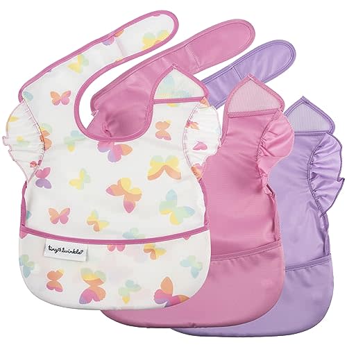 Tiny Twinkle Mess-Proof Baby Bib - Waterproof Bib for Baby Boy or Girl - PFAS, PVC, BPA, Phthalate Free - Baby Food Bibs