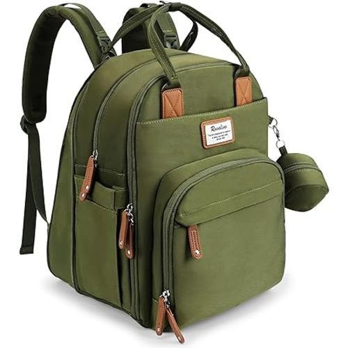 RUVALINO Diaper Bag Backpack - Multifunction Travel Back Pack Maternity Baby Changing Bags, Diaper Changing Totes, Large Capacity, Waterproof and Stylish, Baby Travel Essential, Army Green