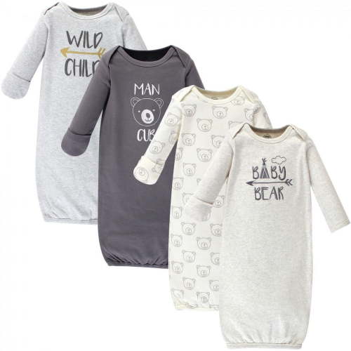 Luvable Friends Infant Boy Cotton Gowns, Bear, Preemie-Newborn