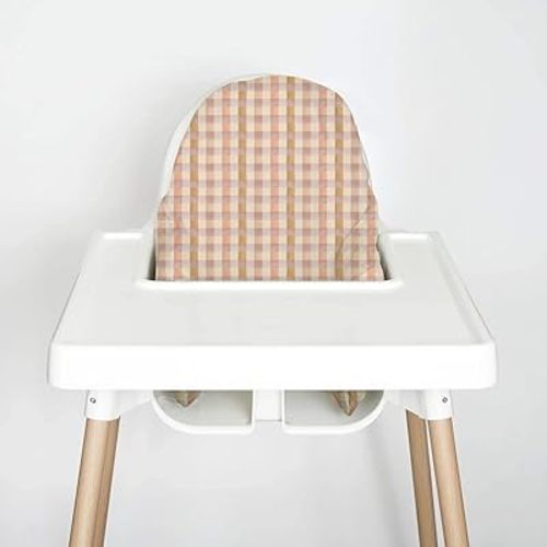 IKEA Highchair Cushion Cover for Inflatable Cushion, Compatible for IKEA Antilop Highchair Accessories, Stain-Proof&Wipeable Cushion Cover(Cushion NOT Included) (Pastelchecks)