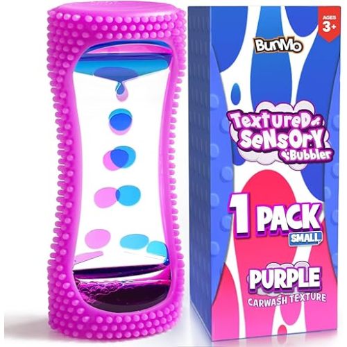 BUNMO Easter Basket Stuffers for Toddler 3+ Liquid Motion Bubbler Sensory Toy - Calming Fidget Toy for Kids & Adults, Textured Silicone Bubble Timer - Toddler 3+ Easter Basket Stuffers- Small - Purple