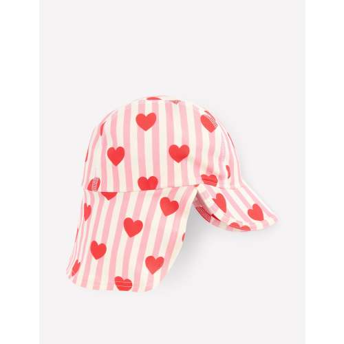 Printed Sun Safe Hat-Bubblegum Pink Heart Stripe