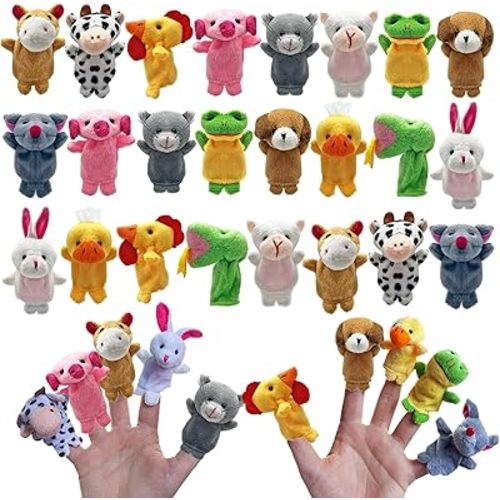 24 PCS Finger Puppets Set Mini Stuffed Animals Finger Puppet Toys for Storytelling Playing Teaching Shows Playtime Schools Birthday Party Gift Favor Supplies