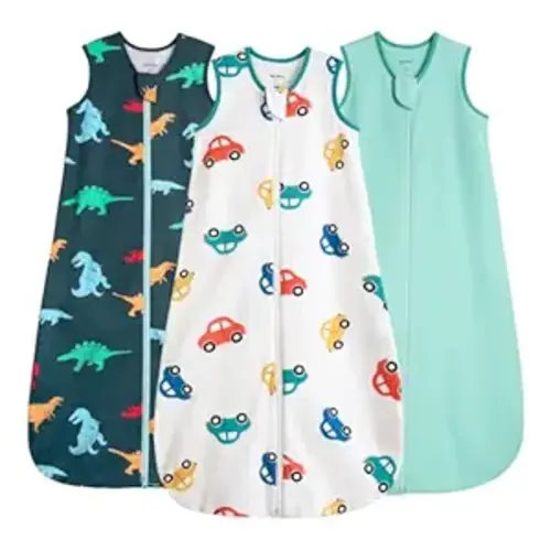 Baby Sleep Sack 6-12 Months 100% Cotton 0.5 Tog Baby Wearable Blanket for Infant, 3 Pack Breathable Soft Lightweight Sleep Sacks with 2-Way Zipper
