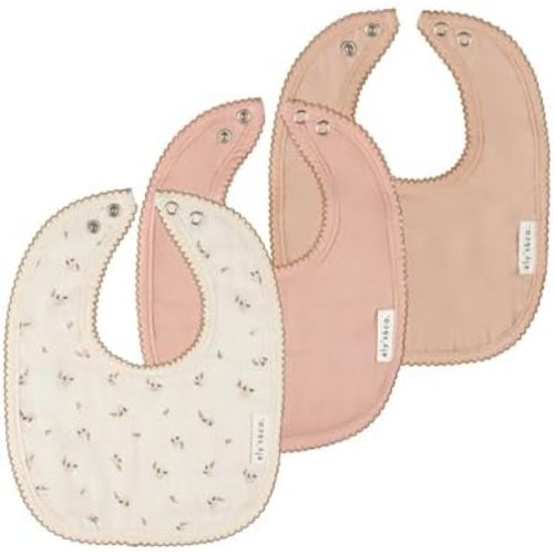 Ely's & Co. 100% Cotton Muslin Bib with Terry lining Soft & Absorbent for Infants, Adjustable Snaps 3 Pack 0-6 Months