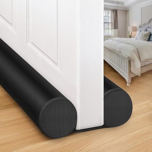 MAXTID Large Door Draft Stopper for Bottom of Doors 36” Under Door Sweep Noise Blocker Black Gap Stoppers Adjustable Doors Seal Sweep Guard Draft, Window Breeze Stoppers, Home Essentials Gadgets