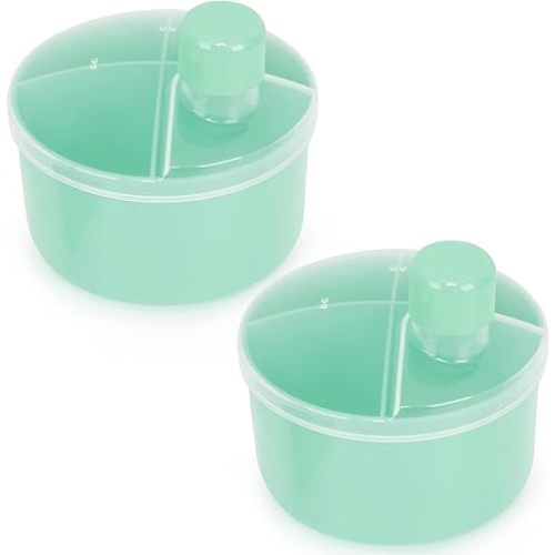 Accmor Formula Dispenser On The Go, Non-Spill Rotating Four-Compartment Formula Container to Go, Milk Powder Snack Storage Container for Infant Toddler Travel Outdoor, Green, 2 Pack