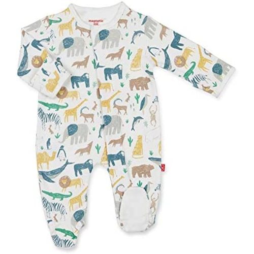 Magnetic Me Footie Pajamas - 100% Organic Cotton Baby Pajamas - Quick Magnetic Fastener Sleeper for Baby Boy and Girl