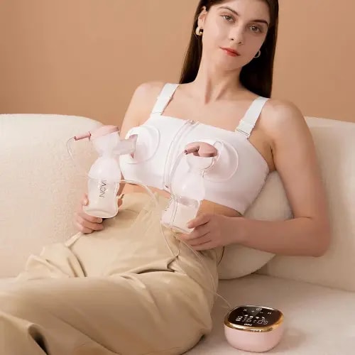 NCVI Electric Breast Pump 8782, Portable Hospital-Grade Double Pump with 4 Modes & 9 Levels, Anti-Backflow, Rechargeable Quiet Breastfeeding Pump for Efficient Comfortable Use at Home, Work or Travel
