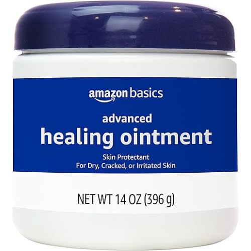 Amazon Basics Healing Ointment & Skin Protectant for Dry & Cracked Skin, Chapped Lips, Minor Cuts and Scrapes, Moisturizing Barrier Cream, Fragrance Free, 14 oz, 1-Pack