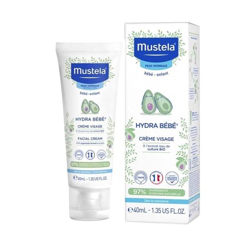 Mustela Hydra Bebe Face Cream – Daily Baby Moisturizer with Natural Avocado, Jojoba Oil & Shea Butter - 1.35 fl. oz. - Packaging may vary