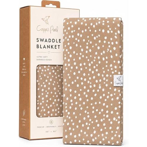 Copper Pearl Swaddle Blankets for Newborns | Soft Stretchy Receiving Blankets for Boys and Girls | Large 46 x 46 Inch Baby Blankets | Lightweight and Breathable Swaddles | Fawn