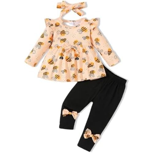 Toddler Baby Girl Clothes Infant Girl Outfits Summer Ruffle Floral T-Shirt Top Pants Set Spring Clothes