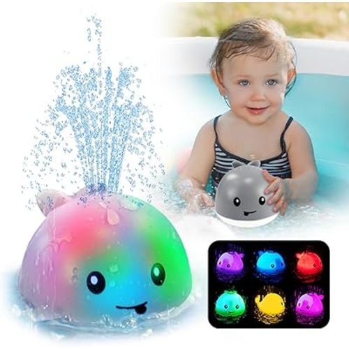 ZHENDUO Baby Bath Toys, Light Up Bath Toys, Sprinkler Bathtub Toys for Toddlers Infant Kids Boys, Automatic Spray Water Bath Toy, Pool Bathroom Baby Toy