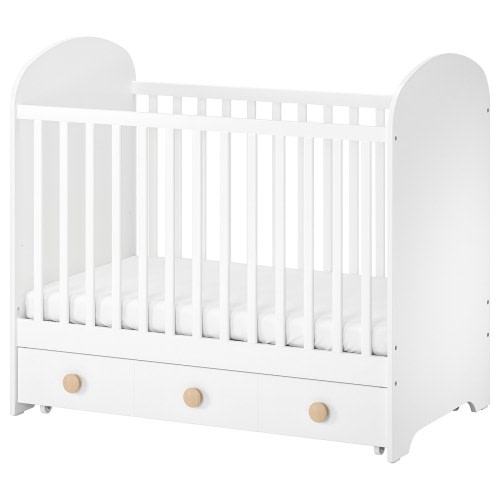 GONATT Crib with drawer - white 27 1/2x52 "