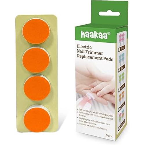 haakaa Electric Nail Trimmer Replacement Pads Baby Nail Trimmer Heads for Standard Baby Nail File, Suitable for 12+Months, Orange