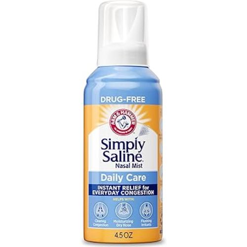 ARM & HAMMER Simply Saline Nasal Care Daily Mist 4.5oz – Instant Relief for Every Day Congestion – One 4.5oz Bottle