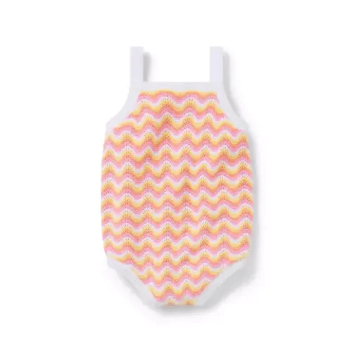Baby Peach Pink Stripe Serena Williams x Janie and Jack Crochet Court Baby Romper by Janie and Jack