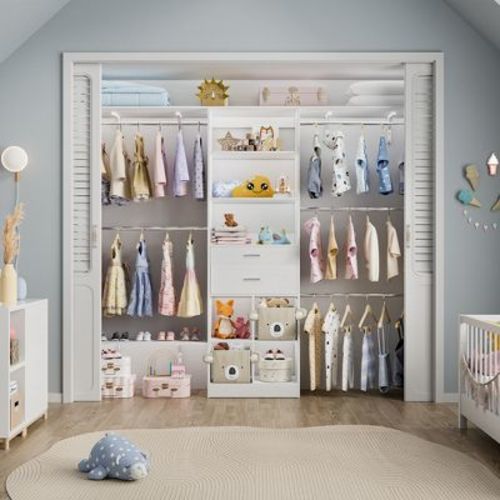 Aheaplus 4.75-8FT Closet System with Wooden Drawers & Cube Storage Organizer