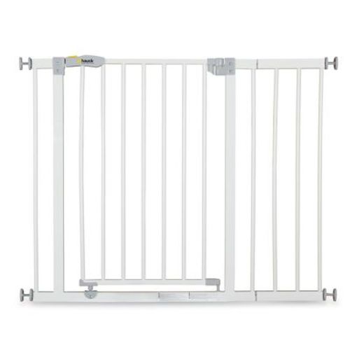 Hauck Open N Stop Pressure Fit Baby & Pet Safety Gate W/ 3.5" Extension, Accommodates 33 To 35" Wide Home Doorway, Stairway, Or Hallway, White