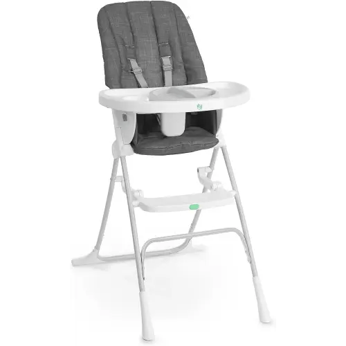 Ingenuity: ity by Ingenuity Sun Valley Compact Folding High Chair, Food-Grade Safe Plate, Safety Harness, for Ages 6 Months and Up, Unisex - Grey