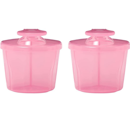 Dr. Brown's Baby Formula Dispenser with Snap-On Lid for On-The-Go Feedings,Milk Powder Dispenser for Traveling with Infant,Pink Pack of 2