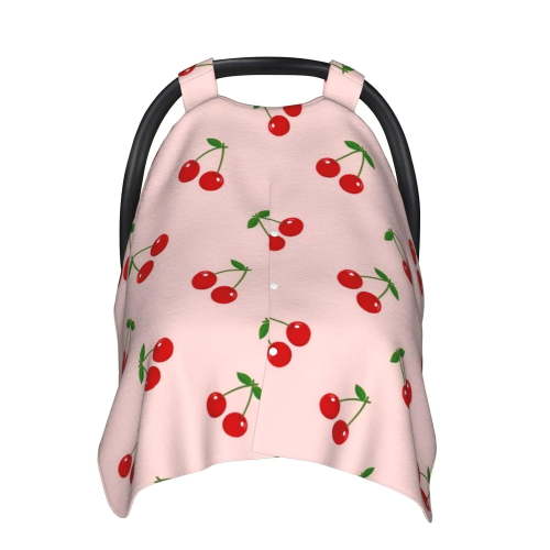 Cherry Pink Baby Car Seat Canopy Cover Multi Use Nursing Cover for Newborn Car Seat Canopy Mom Nursing Breastfeeding Covers Newborn Shower Gift