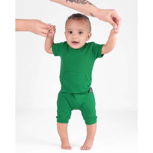 Front Opening Ready Set Romper® Shortie in Ribbed Emerald