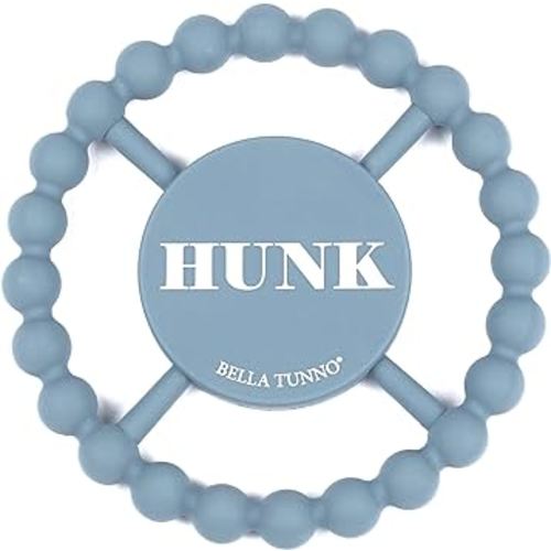Bella Tunno Happy Teether for Boy - Soft & Easy Grip Teething Ring Perfect for Babies and Teething Toys to Help Soothe Gums, Non-Toxic, BPA Free Silicone Teether, Hunk in Blue