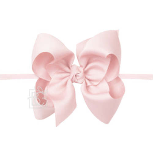 Light Pink 1/4″ Pantyhose Headband with Signature Grosgrain Bow- Huge – Cheeky Baby Boutique Rome