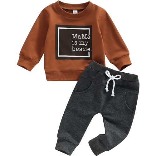 YOKJZJD Infant Toddler Baby Boy Fall Winter Outfits Letter Pullover Sweatshirt Long Sleeve T-Shirt Top Pants Clothes Set
