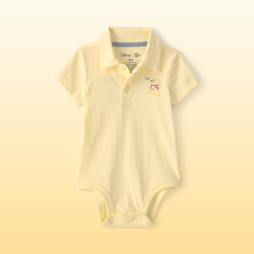 Baby Boy Disney© Winnie the Pooh Embroidered Polo Bodysuit with Back Art - Yellow | Carter’s Oshkosh Canada