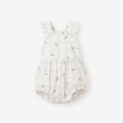 Strawberry Picnic Swiss Dot Sunsuit AQUA