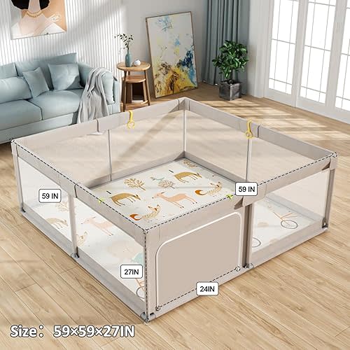 Mloong Baby Playpen, 59x59 Inches
