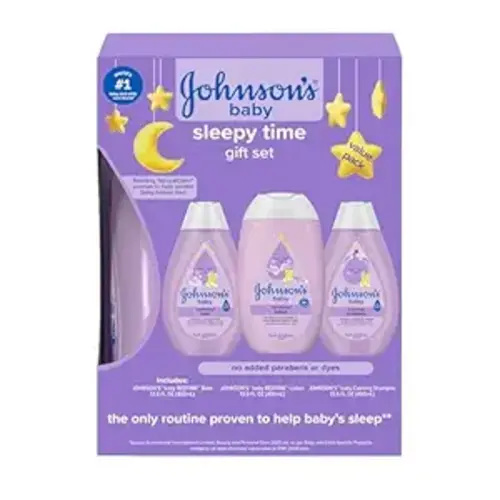 Johnson's Baby Sleepy Time Gift Set with Calming Bedtime Bath, Bedtime Lotion & Calming Shampoo, Baby Bedtime Essentials with Relaxing NaturalCalm Aromas, Hypoallergenic, 3 Items