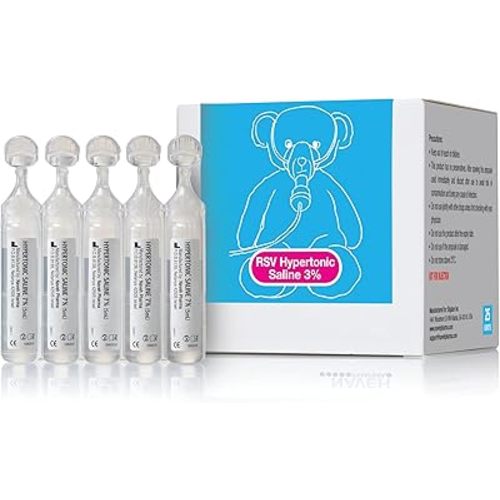 NAVEH PHARMA® 3% Hypertonic Saline Solution for Nebulizer Machine | Saline Solution for Inhalation & Nasal Irrigation | Nebulizer Diluent 3% Concentration (25 Vials of 0.17 FL OZ)