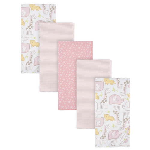 Gerber Baby Girls 100% Cotton Flannel Receiving Blankets, 5-Pack