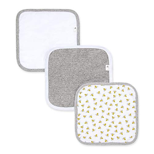 Burt's Bees Baby Infant Washcloths, 100% Organic Cotton, Soft and Super Absorbent Knit Terry Wash Cloth - 3 Pack Set
