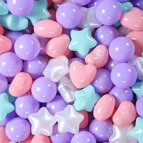 Star Ball Pit Balls for Toddlers -200pcs Balls Purple Pink Ocean Balls Phthalate Free BPA Free Non-Toxic Crush Proof Play Balls Play Tent Pool Playhouse Playpen Party Indoor Outdoor
