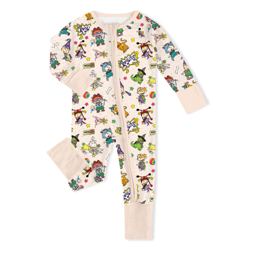FancyPrince Naughty Diaper Family Baby Bamboo Zipper Romper Pajamas