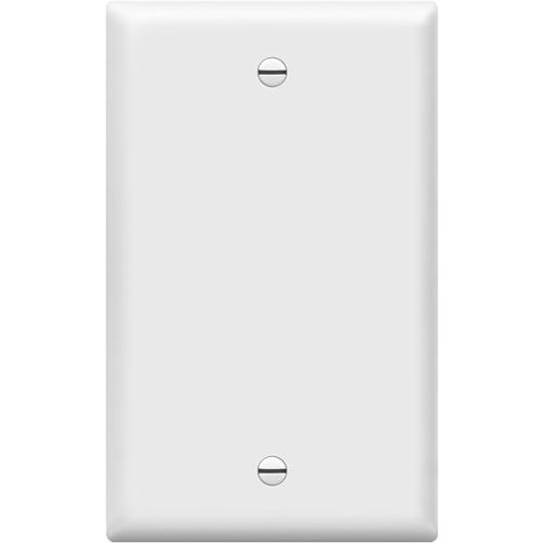 ENERLITES Blank Cover Wall Plate, Gloss Finish, Standard Size 1-Gang 4.50" x 2.76", Polycarbonate Thermoplastic, 8801-W, White