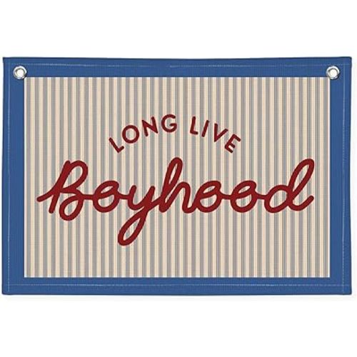 Long Live Boyhood Banner, Boy Nursery Decor, Canvas Banner Wall Hanging Flag Decor for Nursery Playroom Toddler Room, Boys Kids Room - Retro