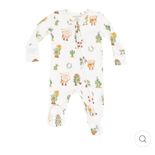 2 Way Zipper Footie - Avocado Toast Western
