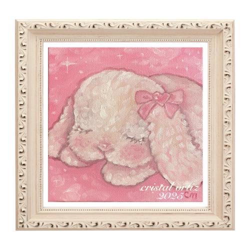 sleepy pink bunny ~ art print