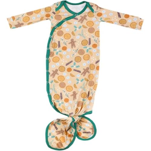 Copper Pearl Baby Gown - Knotted Newborn Sleepers for Baby Boy and Girl, Soft Stretchy Long Sleeve Infant Gowns with Bottom Tie and Hand Mittens, Perfect Hospital Coming Home Outfit (Cider)